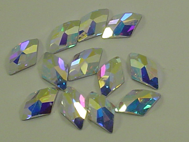 6 Pcs RHOMBUS 10X6mm CRYSTAL AB FLATBACK European Rhinestones